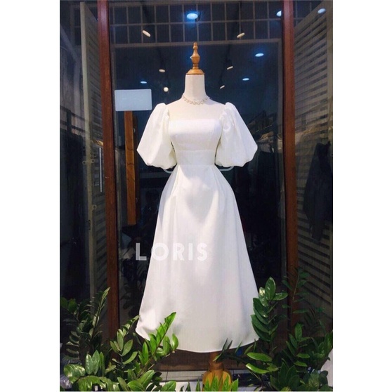 Đầm trắng dự tiệc sang chảnh_FREESHIP-HÀNG CAO CẤP LOẠI 1-đầm trắng dáng dài tay phồng siêu tôn dáng | WebRaoVat - webraovat.net.vn