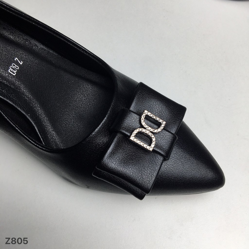 Giày công sở nữ BQ ❤️FREESHIP❤️ Giày cao gót mũi nhọn gắn nơ da mềm đế cao su 7cm GBZ805