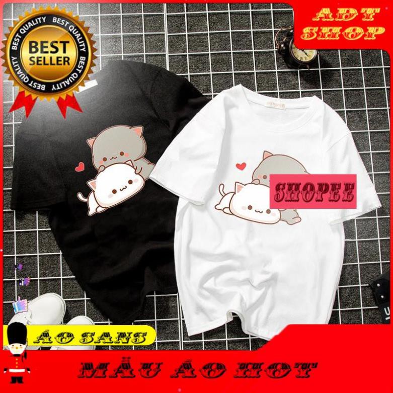 (SALE 50%)Áo thun  đôi - áo cặp unisex chibi mèo dễ thương - Giá chỉ 1 áo