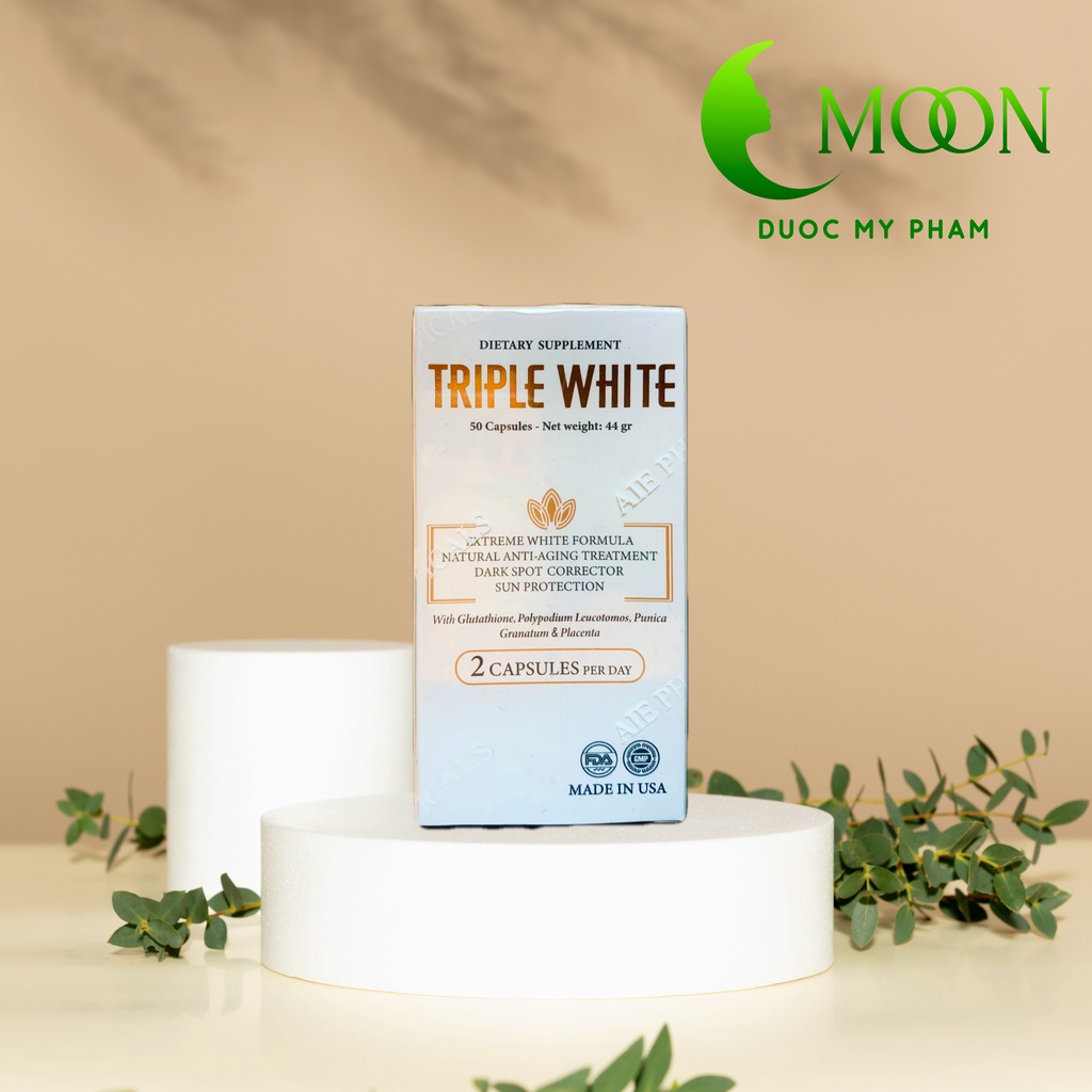 [CHÍNH HÃNG] TRIPLE WHITE VIÊN UỐNG TRẮNG DA, CHỐNG NẮNG VÀ GIẢM THÂM NÁM CỦA MỸ (HỘP 50 VIÊN)