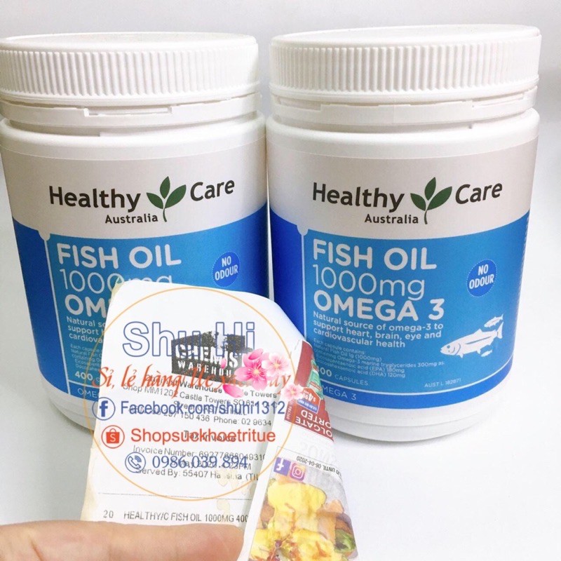(Mẫu mới) Dầu cá tự nhiên Healthy Care Fish Oil 1000mg Omega 3 400 viên Úc | BigBuy360 - bigbuy360.vn