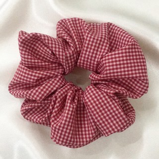 Dây cột tóc Scrunchies caro Đỏ