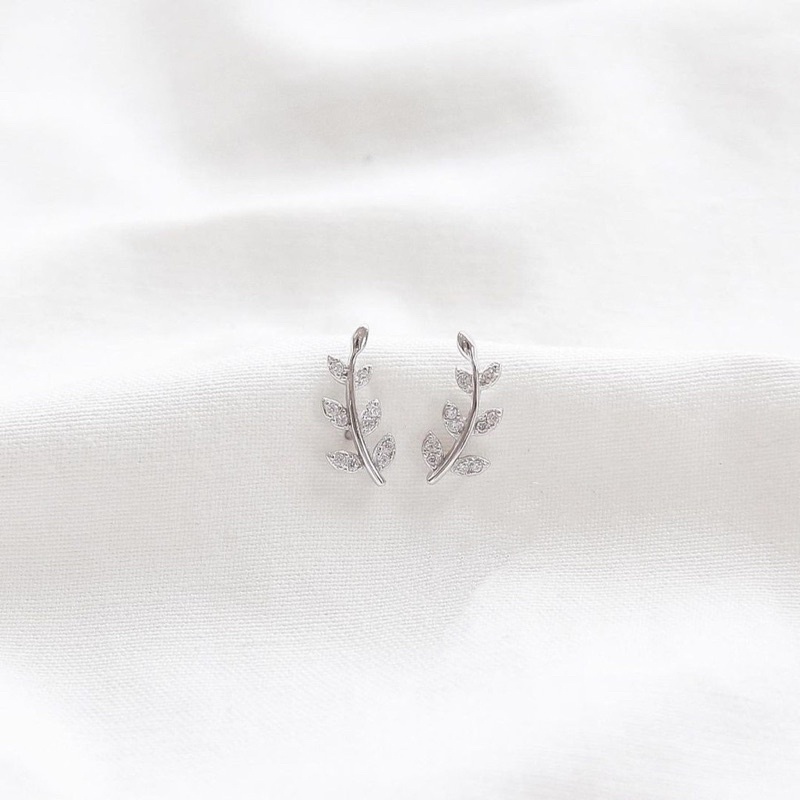 Bông tai bạc nữ DaLiA Jewelry khuyên tai hình chiếc lá cá tính chuẩn bạc 925