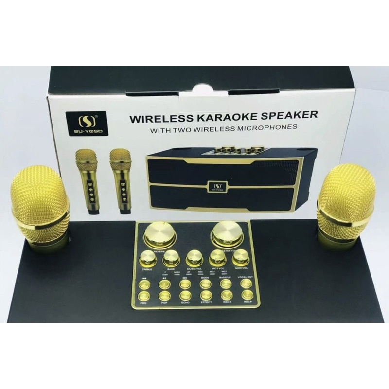 Loa karaoke bluetooth YS 201-YS 202 - Tặng kèm 2 micro không dây SẠC TỰ ĐỘNG