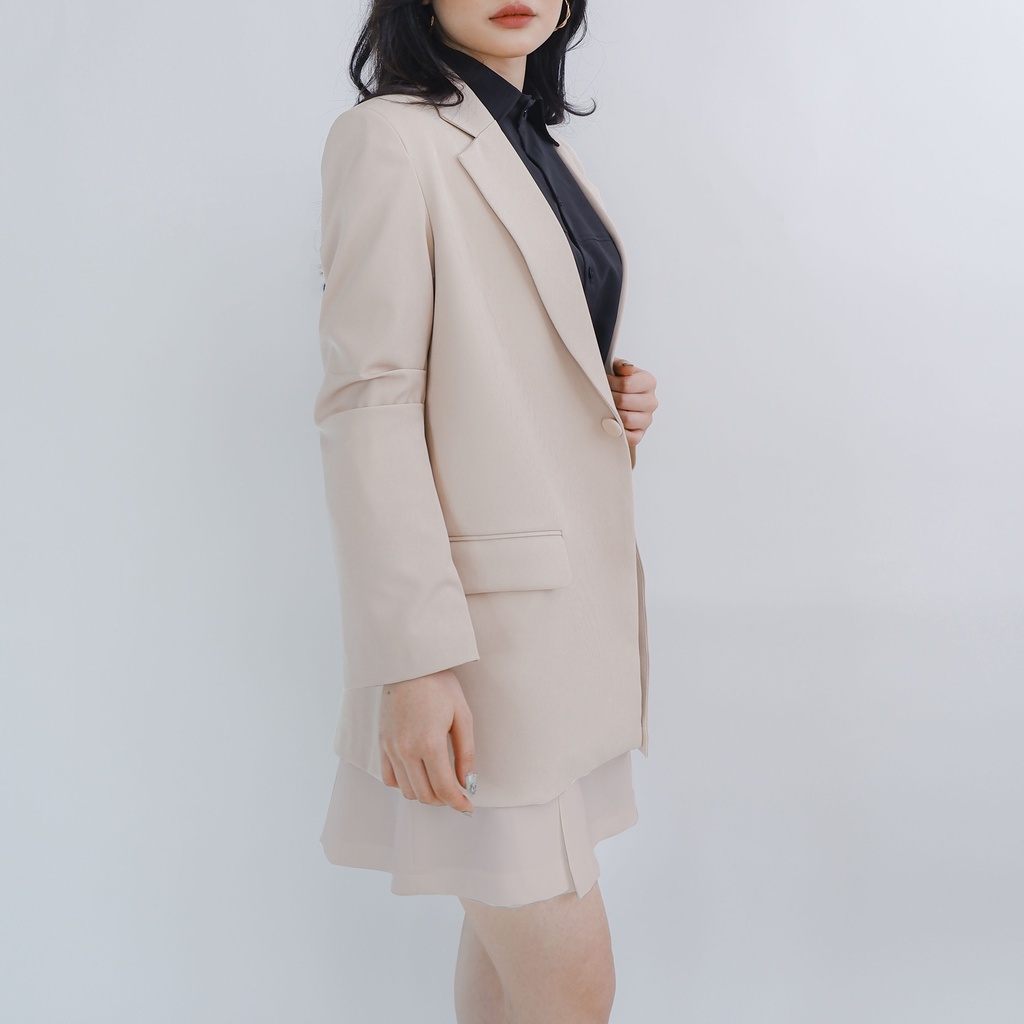 Áo khoác nữ Blazer vest ANDIEN dáng oversize cao cấp, nhiều màu, tay xếp ly cách điệu trẻ trung - AA01
