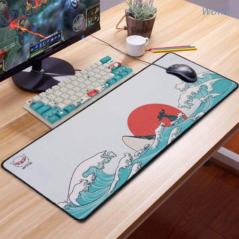 Tấm lót chuột và bàn phím chơi game cỡ lớn chống trượt họa tiết san hô dễ thương