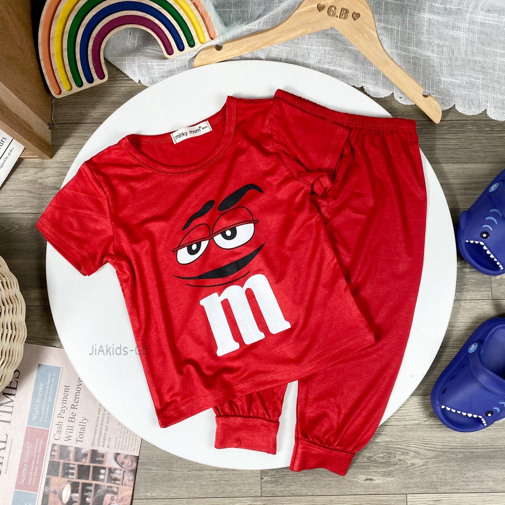 Bộ Cộc Tay Quần Dài THUN LẠNH MINKYMOM In Hình Mặt Biểu Cảm Cho Bé TN-IN86