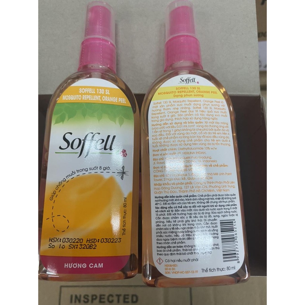 Xịt chống muỗi Soffell hương cam và hoa ( chai 30ml và 80ml )