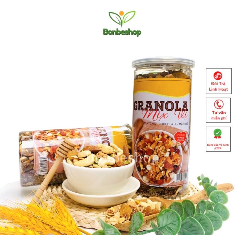 Hũ 500gr Ngũ Cốc Granola Vị Nướng Mật Ong Ăn Kiêng, Ngon, Bổ Dưỡng