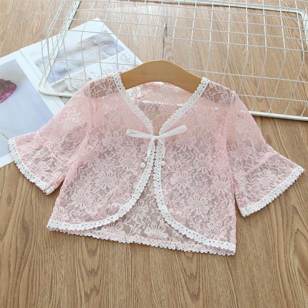 Áo Khoác Ren Mỏng Tay Dài Thời Trang Dành Cho Bé Gái