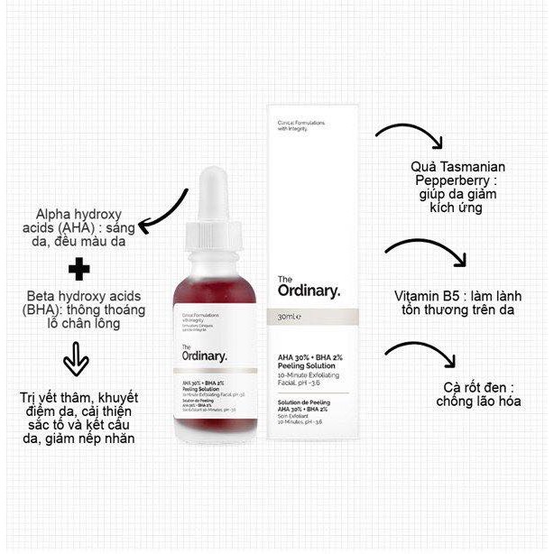 [ BILL SEPHORA US ] MẶT NẠ TẨY DA CHẾT HÓA HỌC THE ORDINARY PEELING AHA 30% + BHA 2% SOLUTION