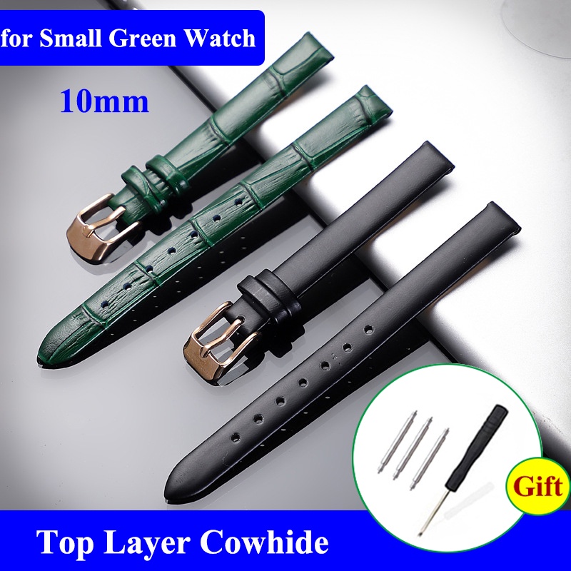 Dây Đeo Thay Thế Bằng Da Bò Kích Thước 10mm Màu Xanh Lá Cây Dành Cho Đồng Hồ Gypsophila