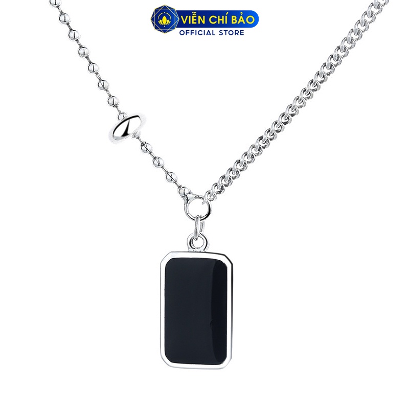 Dây chuyền bạc nữ chữ nhật đá đen chất liệu bạc 925 thời trang phụ kiện trang sức nữ Viễn Chí Bảo D000176
