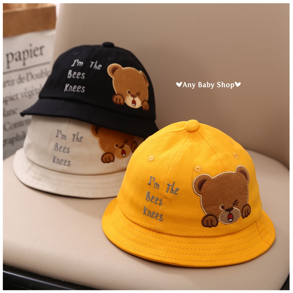 Mũ nón Bucket nỉ rộng vành thời trang cho bé trai và bé gái hình gấu nháy mắt nhiều màu siêu cute    ❣❣