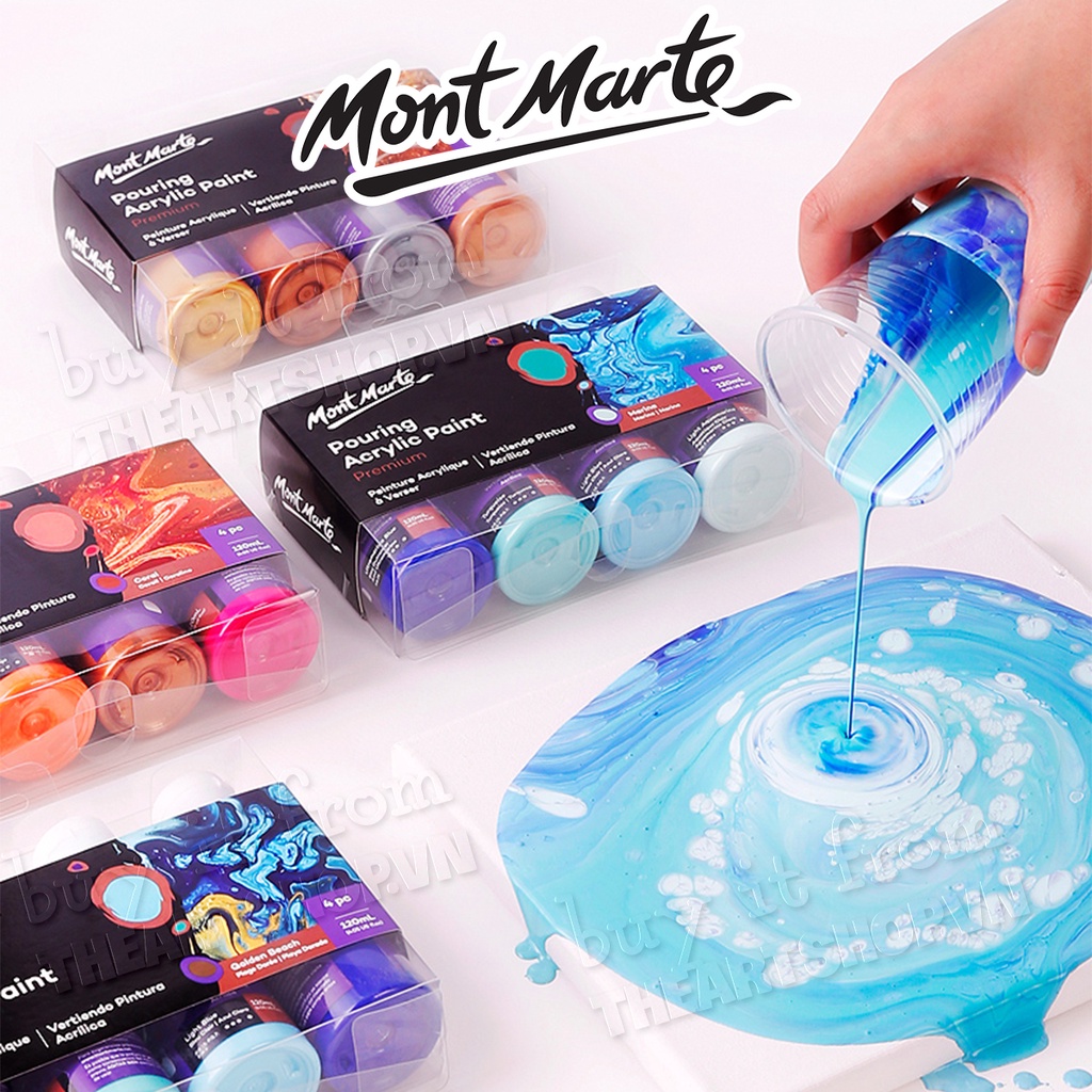 [THEARTSHOP] Bộ màu đổ MONT MARTE Premium Pouring Acrylic Paint set 4 chai 60ml