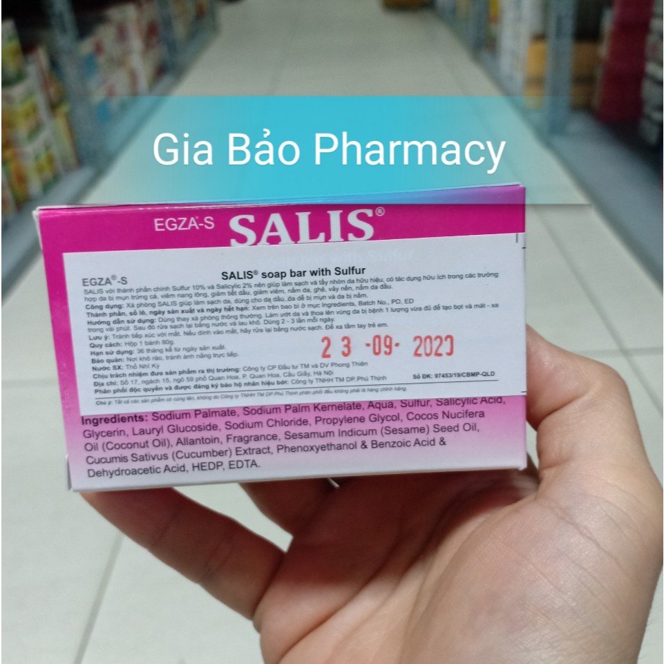 Bánh xà phòng SALIS 80G giúp làm sạch nhờn và bụi bẩn