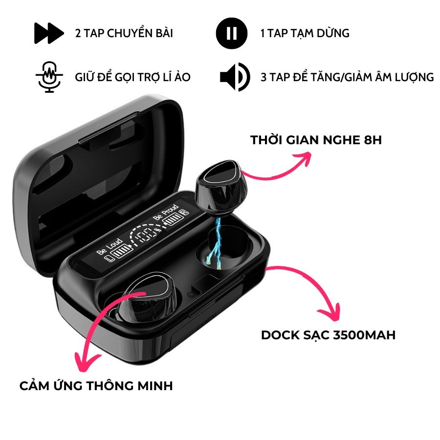 Tai Nghe Bluetooth F9 Plus Không Dây Gaming Cảm Ứng Thông Minh Chơi Nhạc Đến 12H Dock Sạc 3500MAH- LinkeeTech