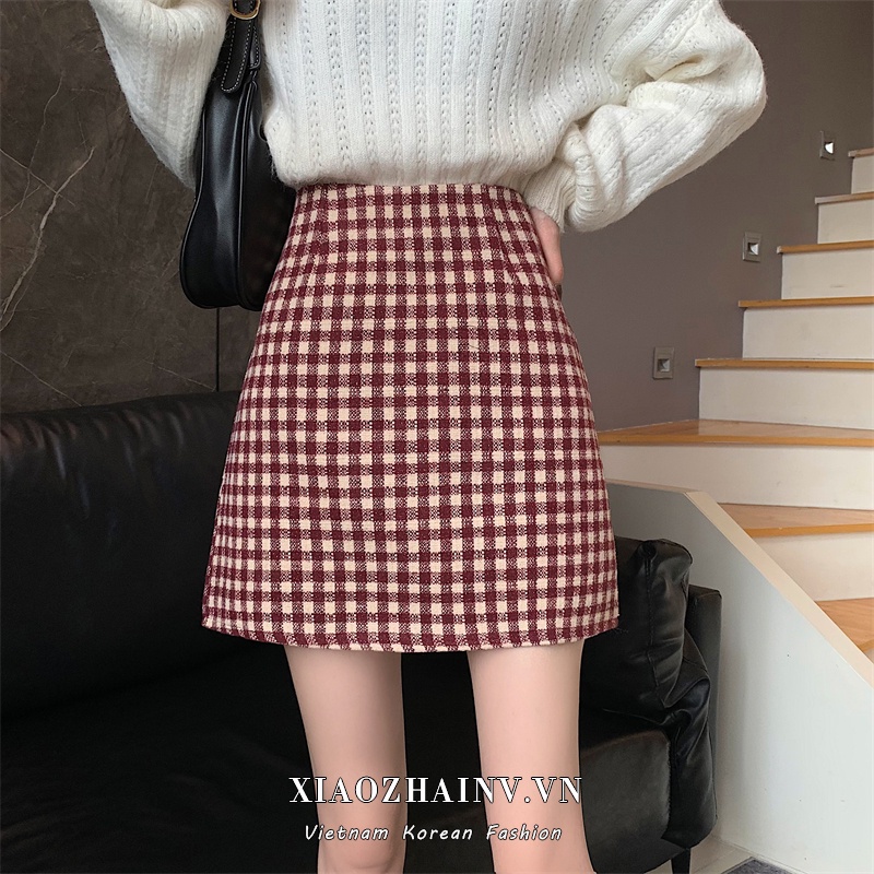 Chân váy chữ A lưng cao họa tiết sọc caro thời trang cho nữ
 | BigBuy360 - bigbuy360.vn