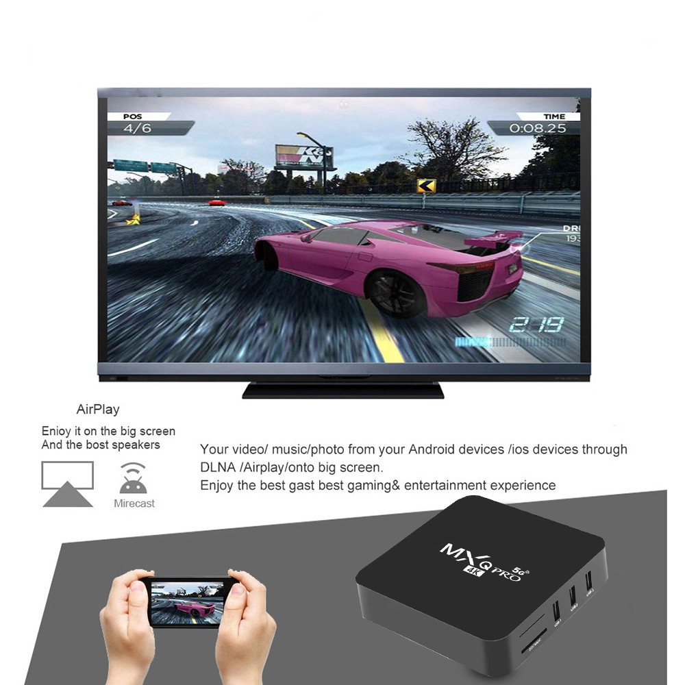 Tv Box Eu-Plus Mxq Pro 4k 2.4ghz / 5ghz Wifi Android 9.0 Lõi Tứ 2g + 16g / 1 + 8g Và Phụ Kiện