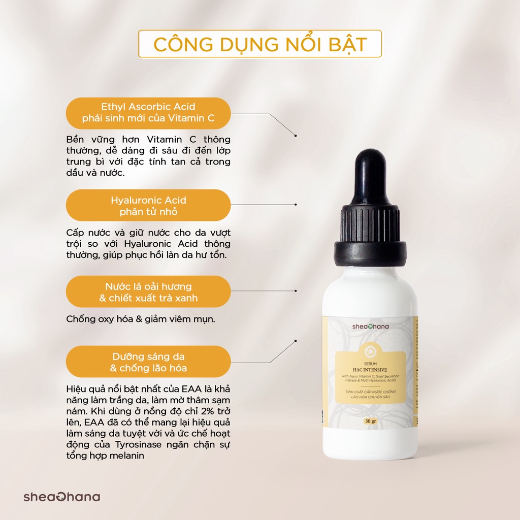 Tinh chất cấp ẩm sâu chống lão hóa SheaGhana với Hyaluronic Acid và Vitamin C 30g