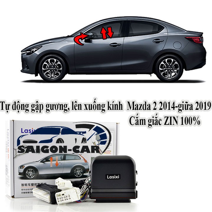 🔥HCM-Bộ tự động gập gương, lên xuống kính cắm giắc gin xe mazda 2 2014-2016-2017-2018-2019-BH 6 tháng