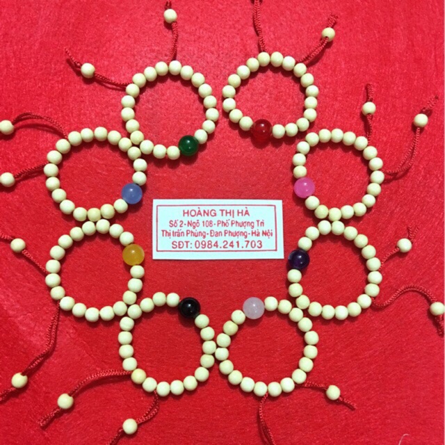 Combo bán buôn sỉ 50c vòng dâu tằm mix đá phong thuỷ #0