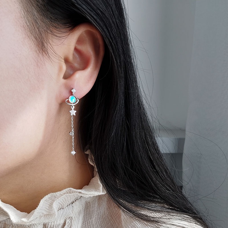 Khuyên Tai Dài Đính Đá Cầu Vồng Xinh Xắn Dành Cho Nữ