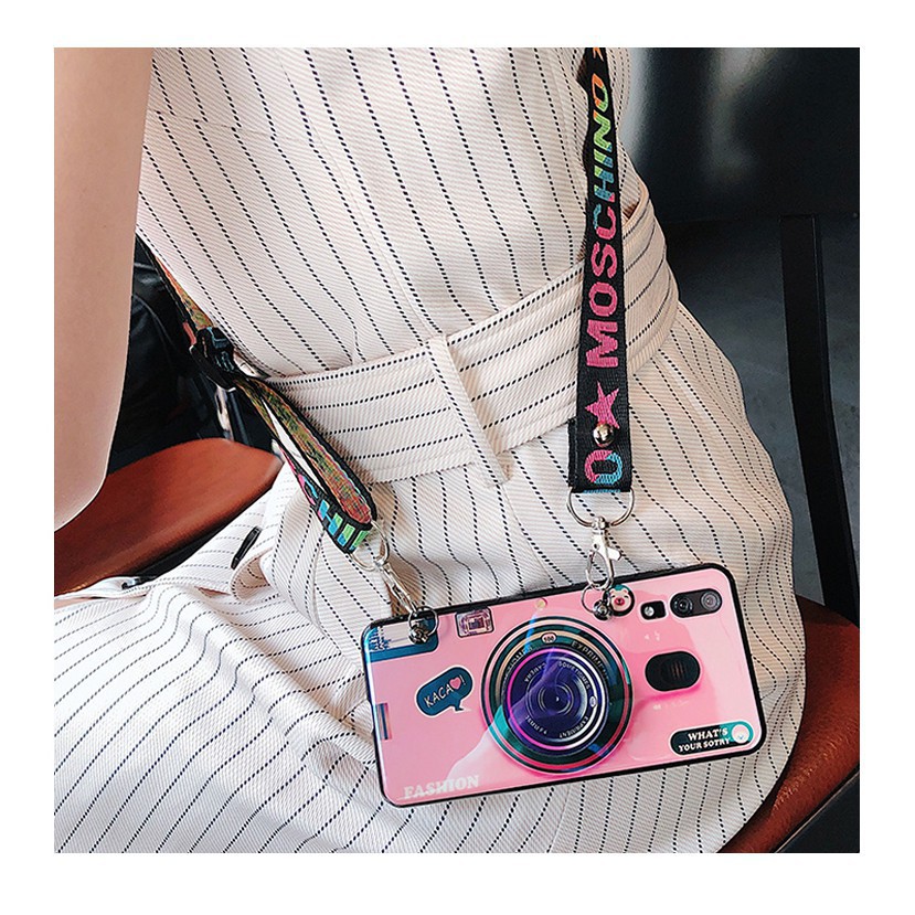 Ốp điện thoại hình máy ảnh kèm dây đeo dài cho Samsung J4 Plus A50 A70 A10 A20 A30 A10S A20S A50 M10 M20 M30 | BigBuy360 - bigbuy360.vn