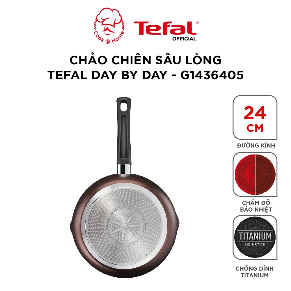 Chảo chiên sâu lòng Tefal day by day size 24, 28cm - G1436405/ G1436606