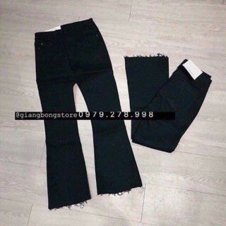 Quần bò loe rách đen và xanh