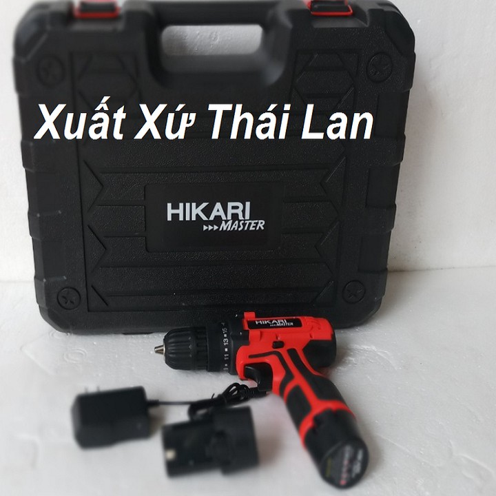 Máy khoan pin Thái Lan Hikari kèm 50 phụ kiện - 21qa