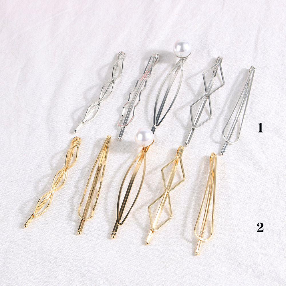 Set 5 Kẹp Tóc Họa Tiết Hình Học Đơn Giản|Kẹp Tóc Màu Sắc