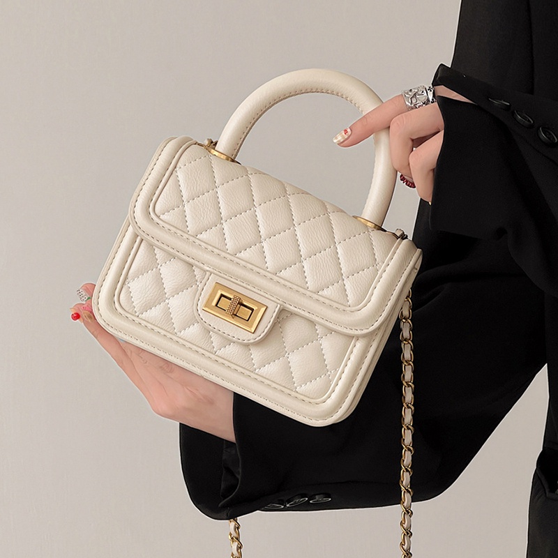 Túi đeo vai nữ IELGY bằng da PU họa tiết kim cương phối chuỗi xích thời trang