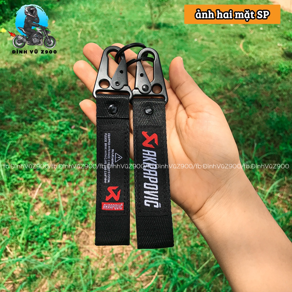 Móc khóa AKRAPOVIC, đầu bấm CHẮC CHẮN, dây vải DÀY DẶN, logo sắc nét không phai màu
