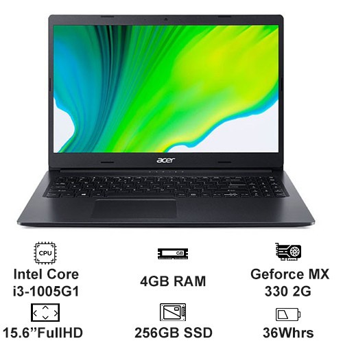 Laptop Acer Aspire A315-57G-31YD (NX.HZRSV.008) (i3 1005G1/4GB RAM/256GB SSD/MX330 2G/15.6 inch FHD/Win 10/Đen)