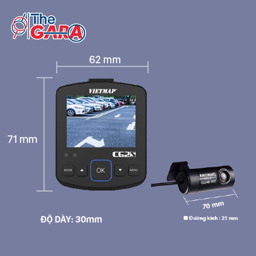 Camera Hành Trình VietMap C62S + Thẻ nhớ 32GB | Ultra HD 4K, Cảnh báo tốc độ, Wifi, Cảm biến Sony