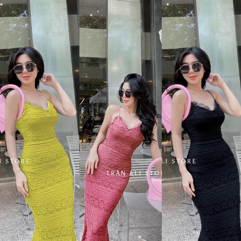 ĐẦM DÂY BODY MAXXI XỐP DÀI PHỐI REN TRƯỚC NGỰC