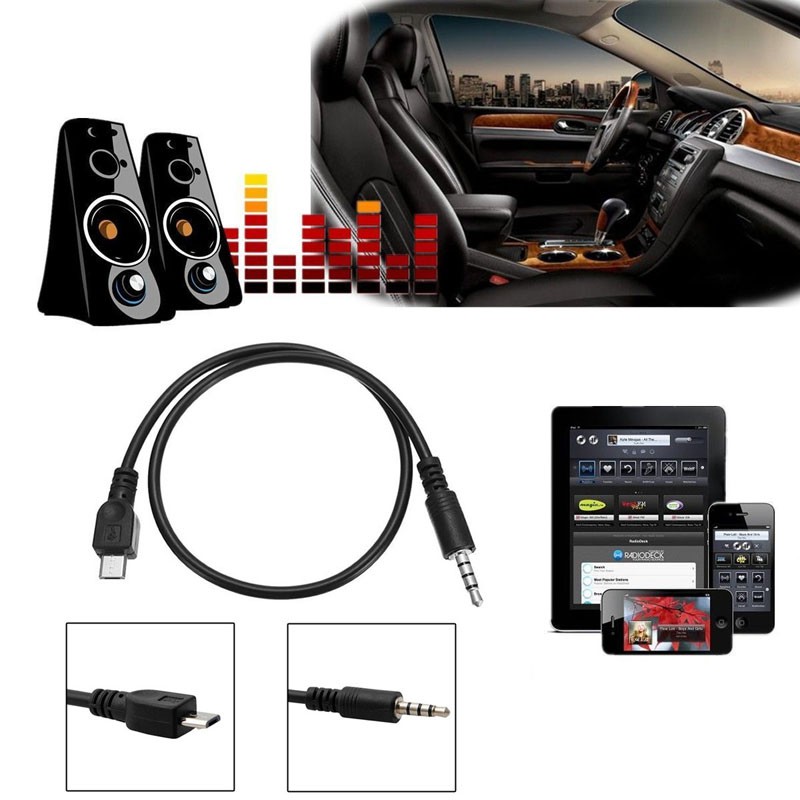 Dây Cáp Âm Thanh 3.5mm 40cm Micro Usb Male Sang Male Cho Xe Hơi Huawei