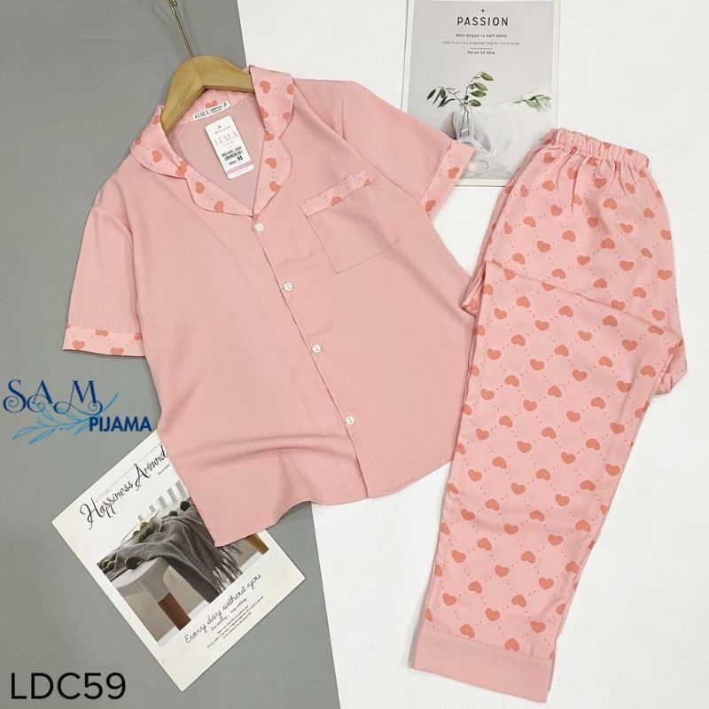 Đồ ngủ nữ pijama, bộ mặc nhà, chất liệu lụa latin, tay ngắn quần dài, mềm mịn Sam pijama