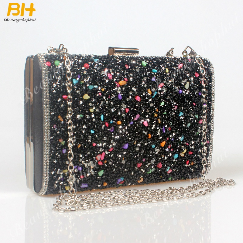 Ví Cầm Tay Đính Đá Kim Cương Lấp Lánh Nhiều Màu Sắc Di Động Cho Nữ