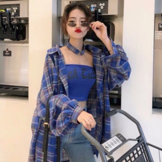 Set áo trong + áo flannel caro Ulzzang