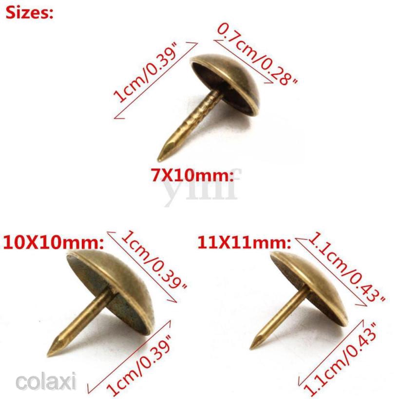 Bộ 100 đinh tán bằng đồng 4 kích cỡ trang trí nội thất chất lượng