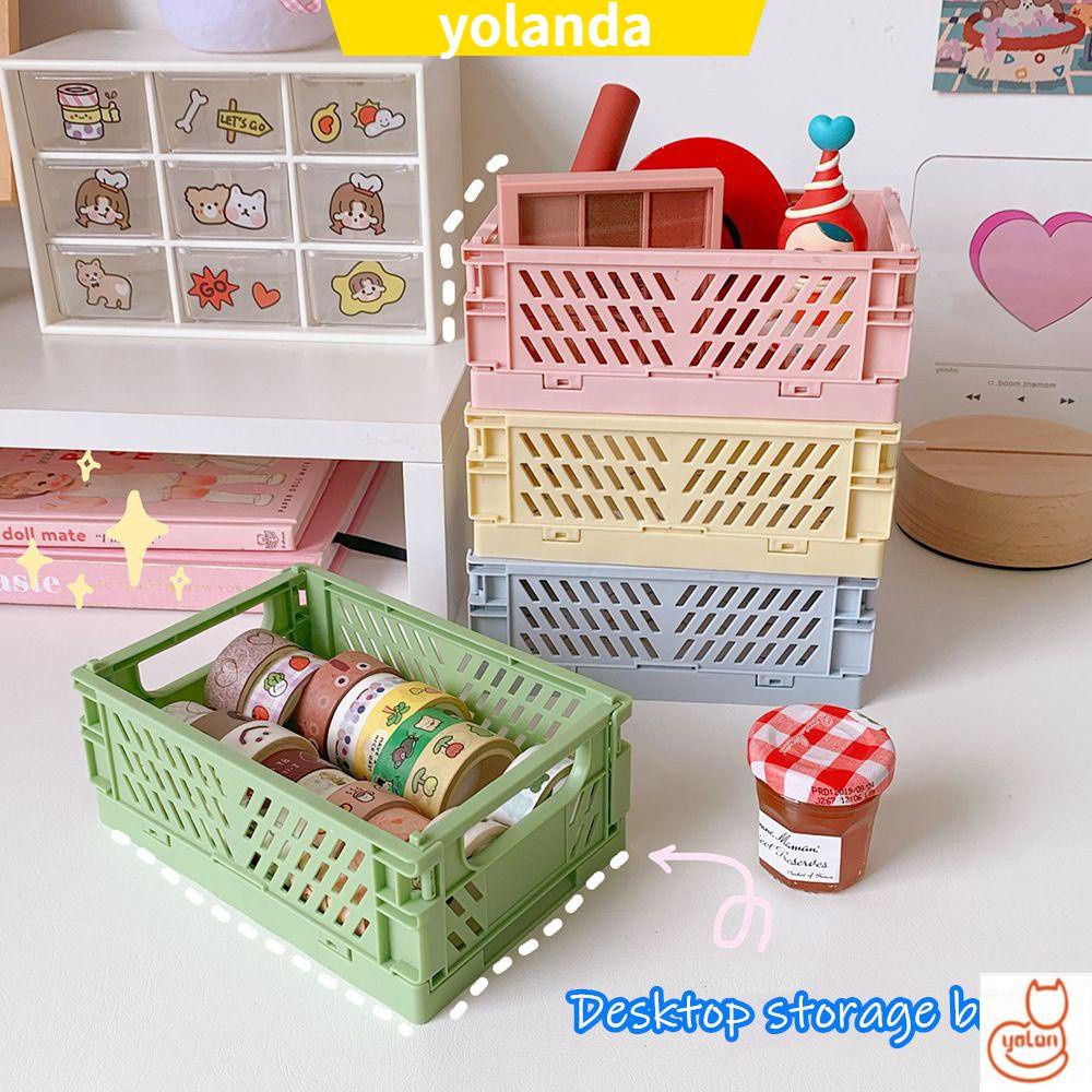 Hộp đựng đồ dùng để bàn bằng nhựa nhiều màu sắc có thể gấp gọn tiện dụng dành cho nhà tắm/ văn phòng