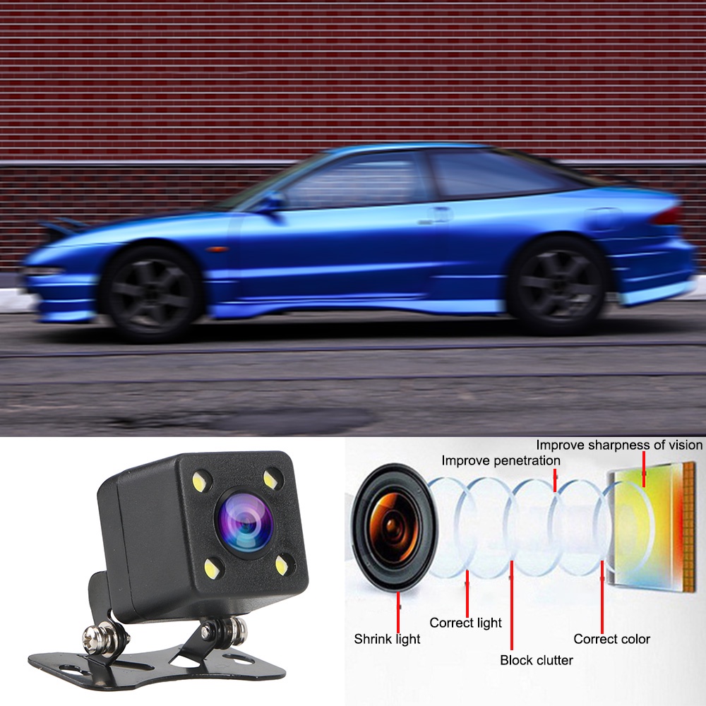 Camera quan sát phía sau chuyển động góc rộng có đèn LED ban đêm quay 140° giắc cắm 2.5mm tiện dụng cho xe hơi