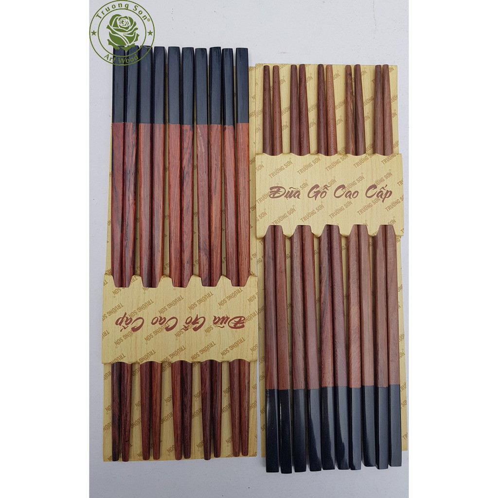 Đũa Gỗ Cẩm Lai Ghép Sừng - Đồ Gỗ Nhà Bếp Thương Hiệu Trường Sơn (10 Đôi / Hộp)
