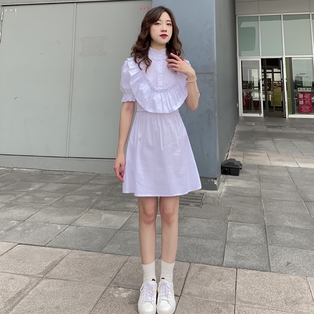 Đầm tiểu thư phối bèo Mint