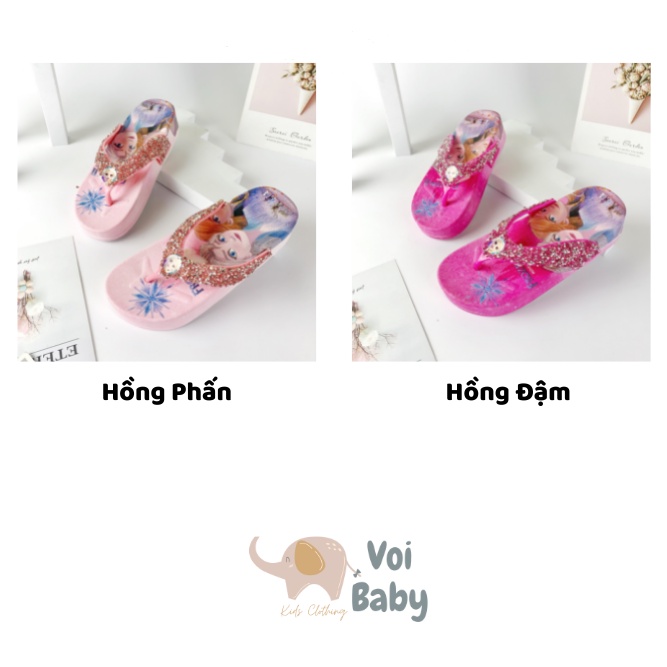 Dép cho bé gái màu hồng ánh kim hình Elsa DL01