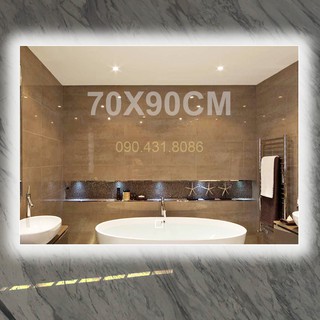 Gương Lavabo Nhà Tắm tích hợp Đèn LED, Nút cảm ứng bật tắt thông minh. Chữ nhật 70*90cm