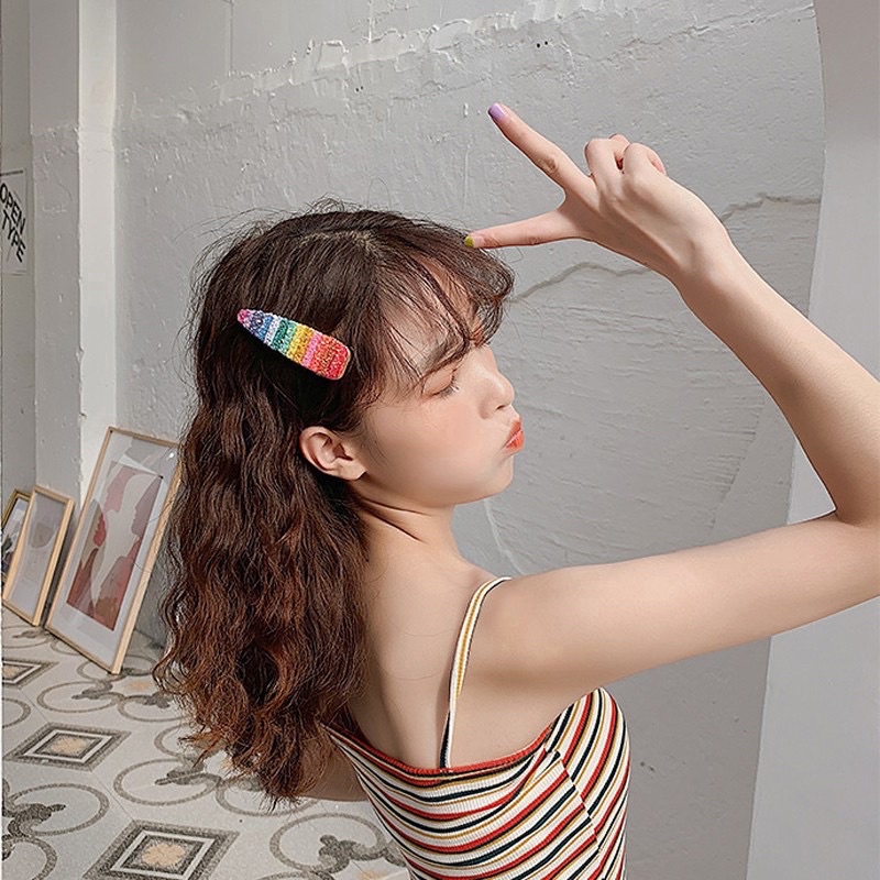 {Ảnh thật} KẸP BẤM CẦU VỒNG, KIM TUYẾN, LOẠI TO, HOT TREND, PHONG CÁCH ULLZANG