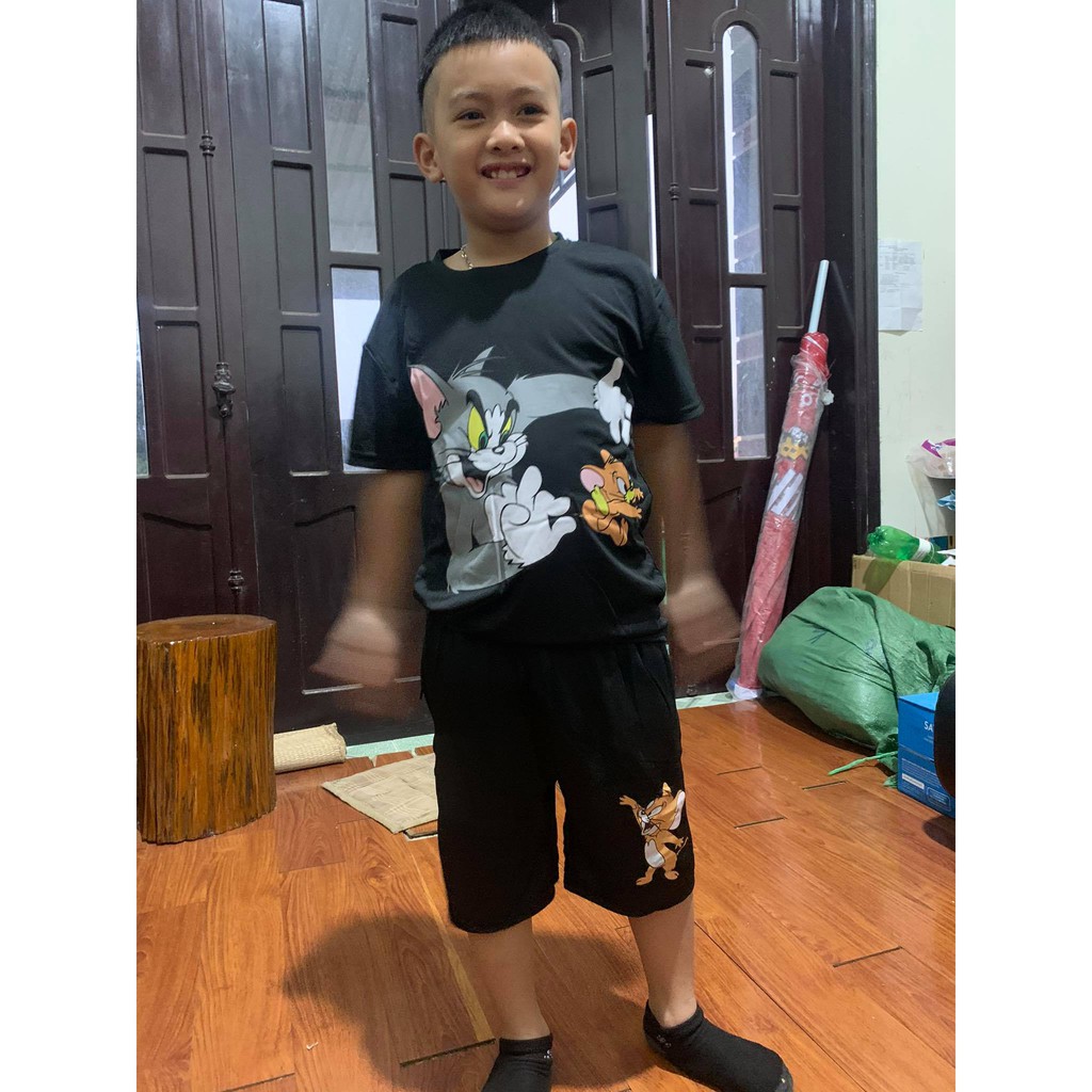 Bộ thun ngộ nghĩnh cho bé từ 10kg - 26kg, bộ thun bé trai hình mì tôm , hình con vật hoạt hình